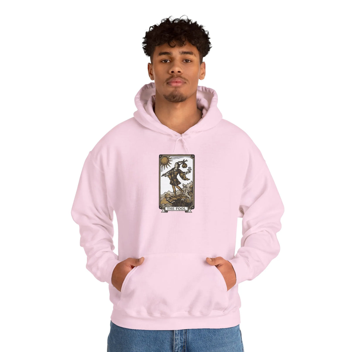 The Fool Tarot Card Hoodie - Heavy Blend Cotton Blend Pullover - Unisex White