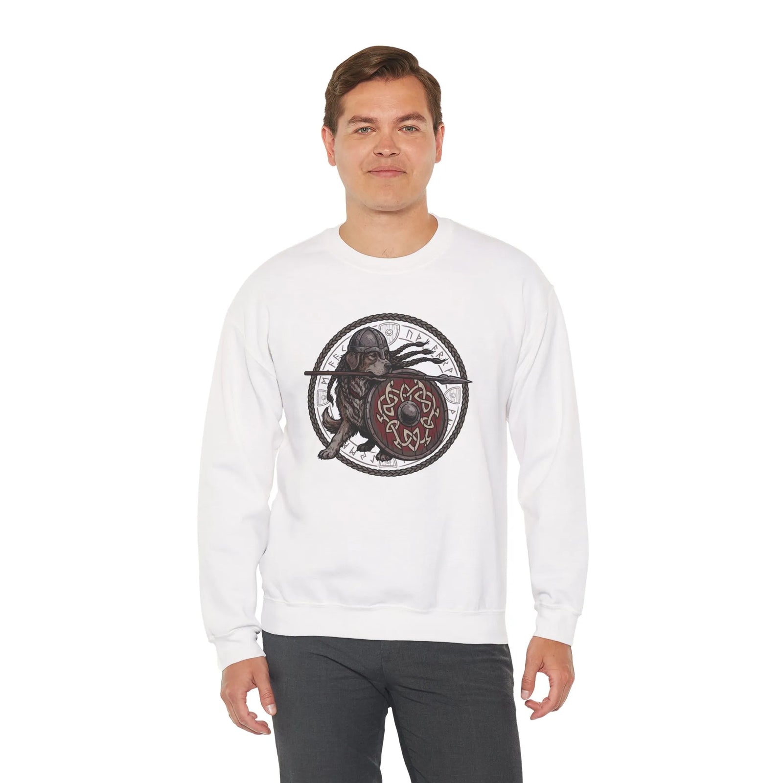 Shieldmaiden Viking Berserker Dogs Sweatshirt - Heavyweight Fleece Crewneck - Unisex White