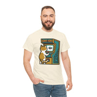 8-Bit Pixel Gaming Cats Arcade T-Shirt - Heavy Cotton Classic Fit Tee - Unisex White