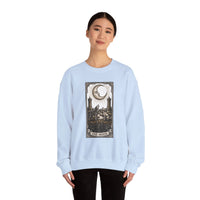Moon Tarot Card Wolves Graphic Sweatshirt - Heavy Blend Fleece Crewneck - Unisex White