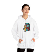 8-Bit Pixel Gaming Dogs Hoodie - Soft Cotton Blend Pullover Fleece - Unisex White