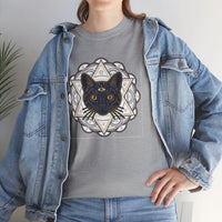 Third Eye Sacred Geometry Alchemist Cats T-Shirt - Heavy Cotton Classic Fit - Unisex White