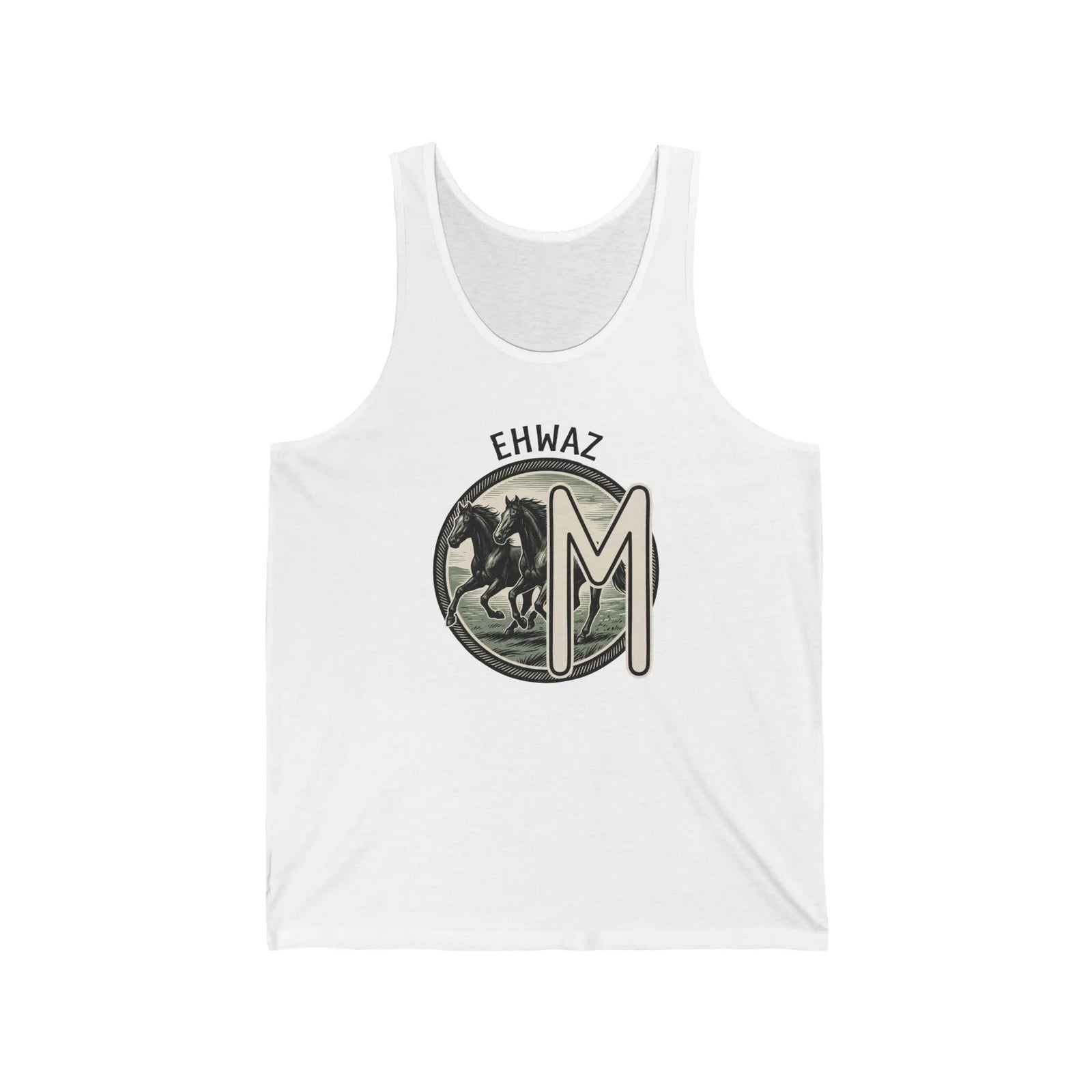 Ehwaz Rune Twin Horses Graphic Tank Top - Lightweight Ring-Spun Cotton Jersey - Unisex Athletic Heather