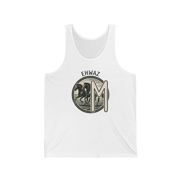 Ehwaz Rune Twin Horses Graphic Tank Top - Lightweight Ring-Spun Cotton Jersey - Unisex Athletic Heather