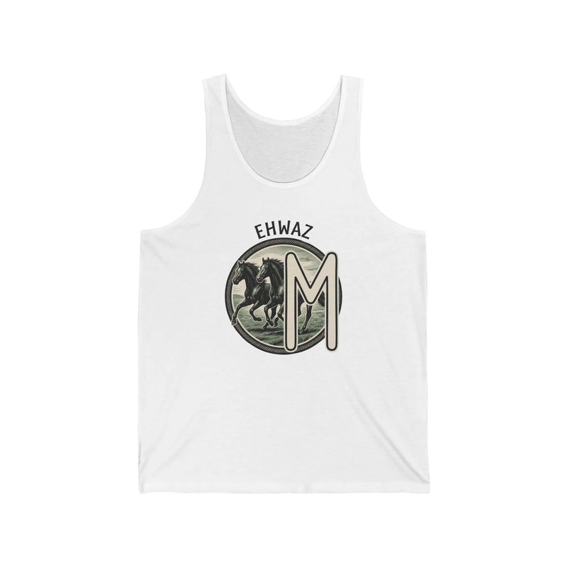 Ehwaz Rune Twin Horses Graphic Tank Top - Lightweight Ring-Spun Cotton Jersey - Unisex Athletic Heather