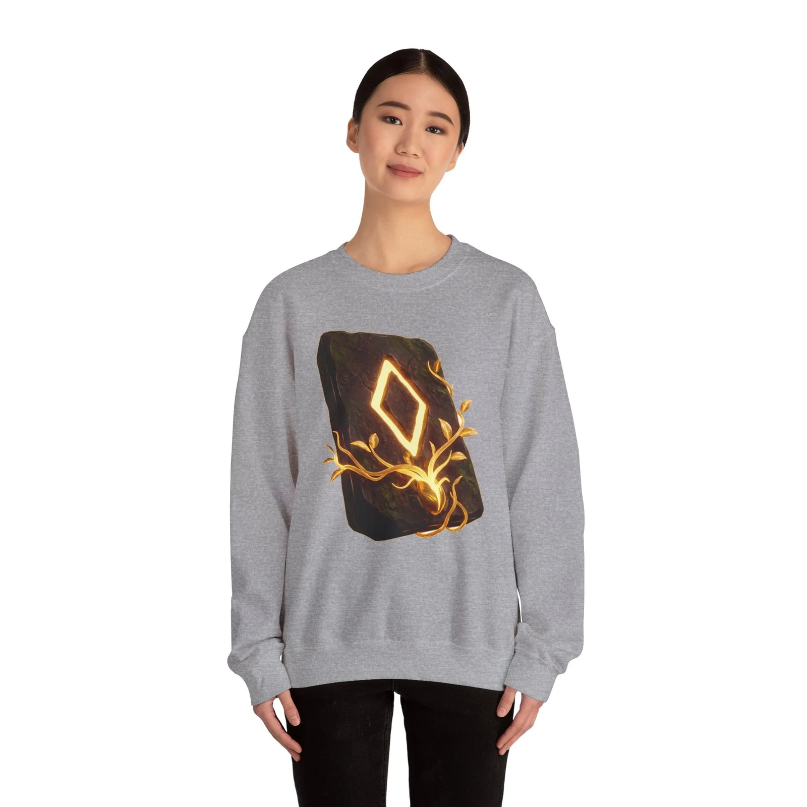 Ingwaz Rune Sacred Seed Sweatshirt - Classic Fit Heavy Blend Crewneck - Unisex White