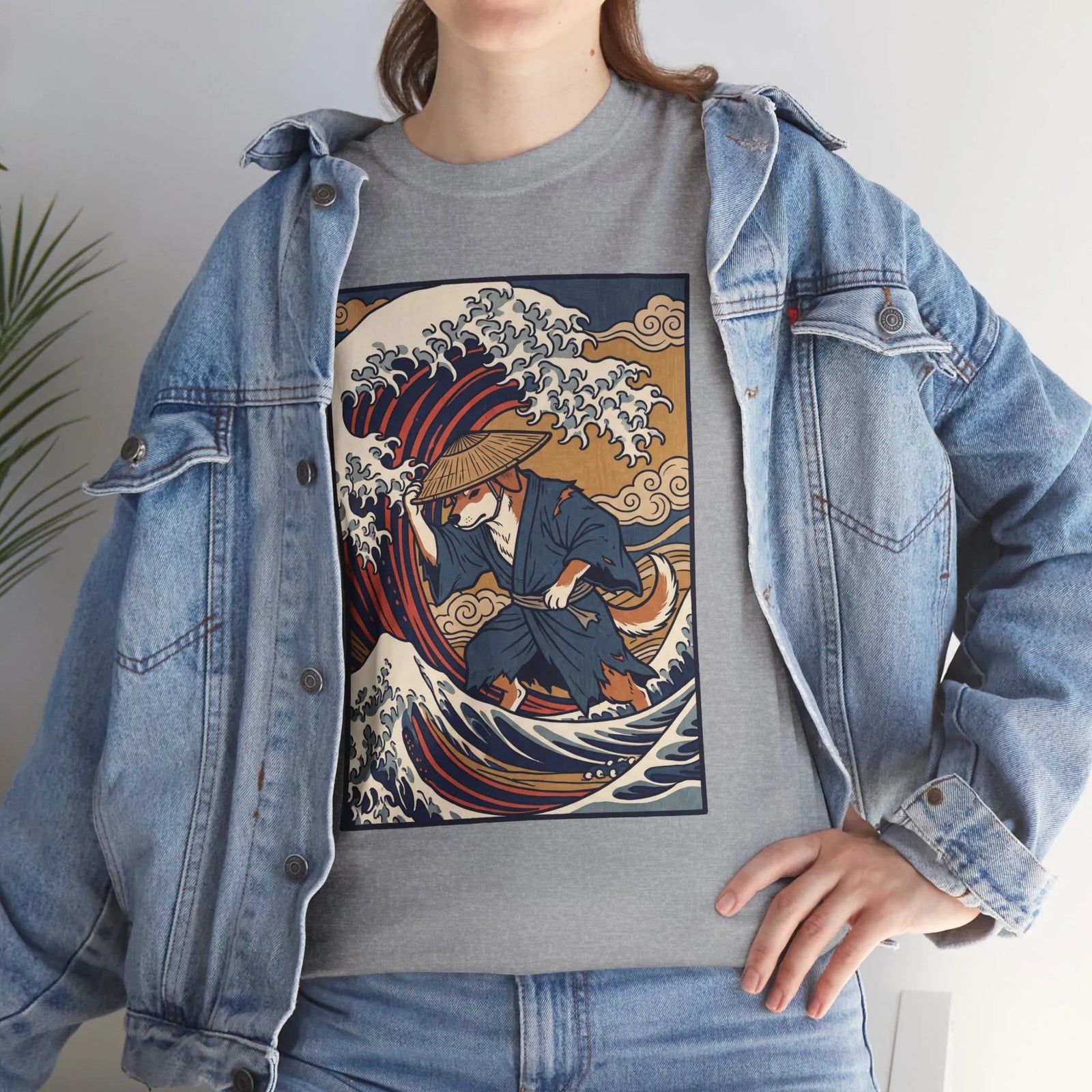 Ronin and the Wave Ukiyo-e T-Shirt - Heavy Cotton Classic Fit Tee - Unisex Off White