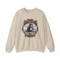 Skull Throne Heavy Metal Rocker Dogs Sweatshirt - Heavy Blend Cotton Poly Crewneck - Unisex White