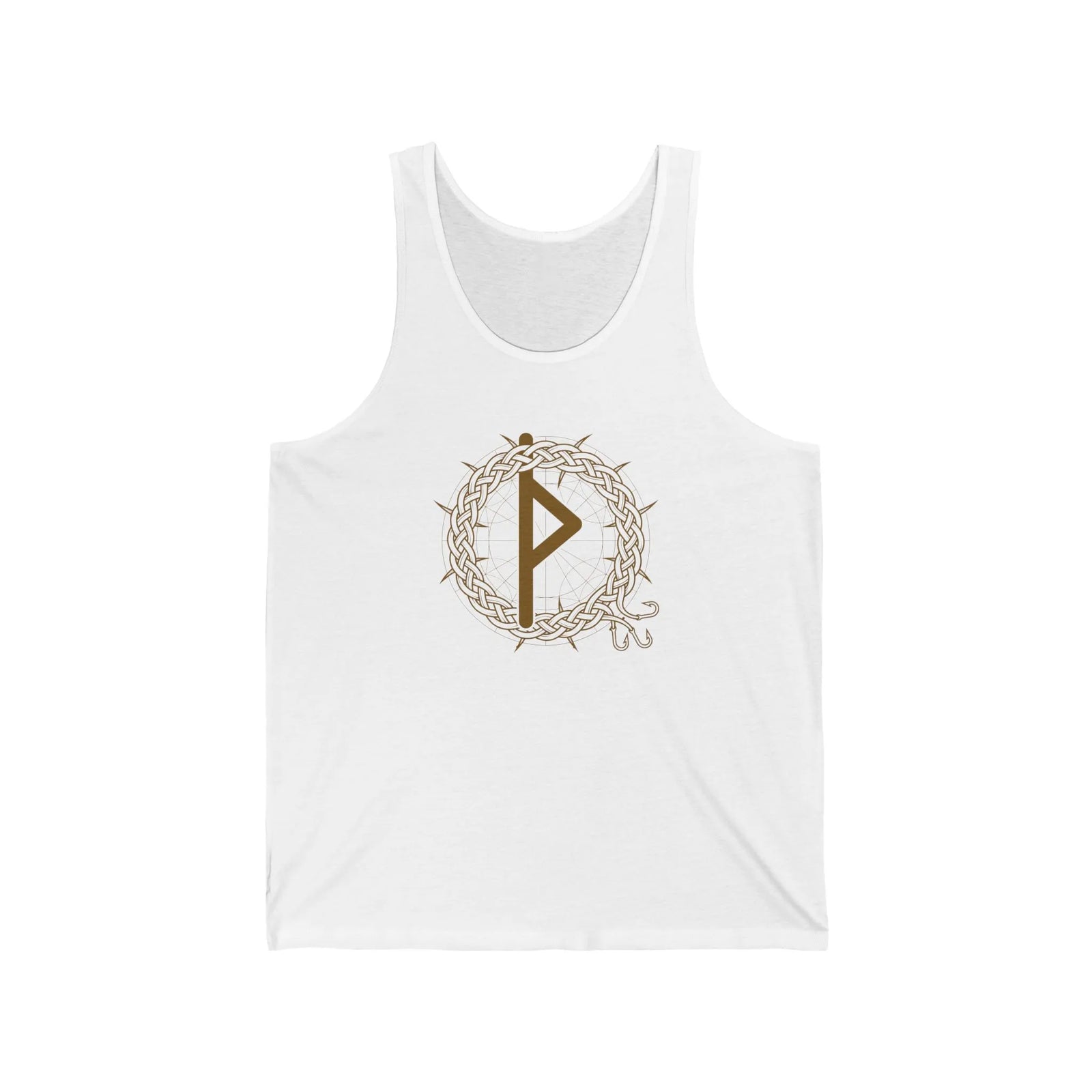 Thurisaz Rune Thorn Defense Tank Top - Soft Cotton Jersey Retail Fit - Unisex White