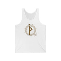 Thurisaz Rune Thorn Defense Tank Top - Soft Cotton Jersey Retail Fit - Unisex White