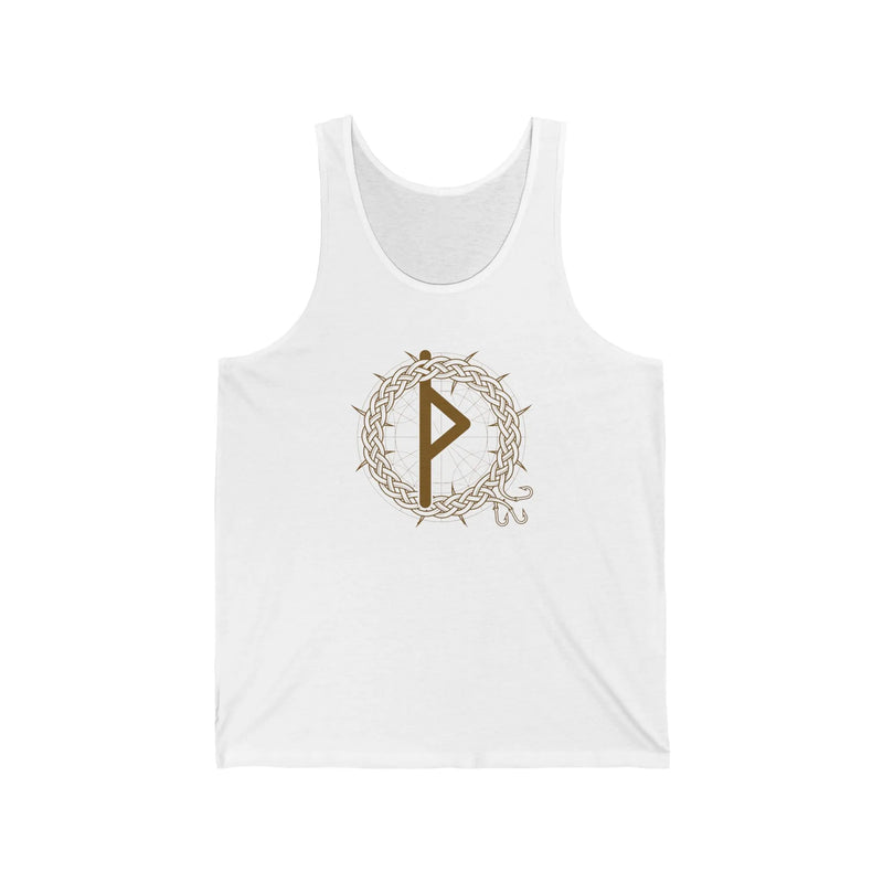 Thurisaz Rune Thorn Defense Tank Top - Soft Cotton Jersey Retail Fit - Unisex White