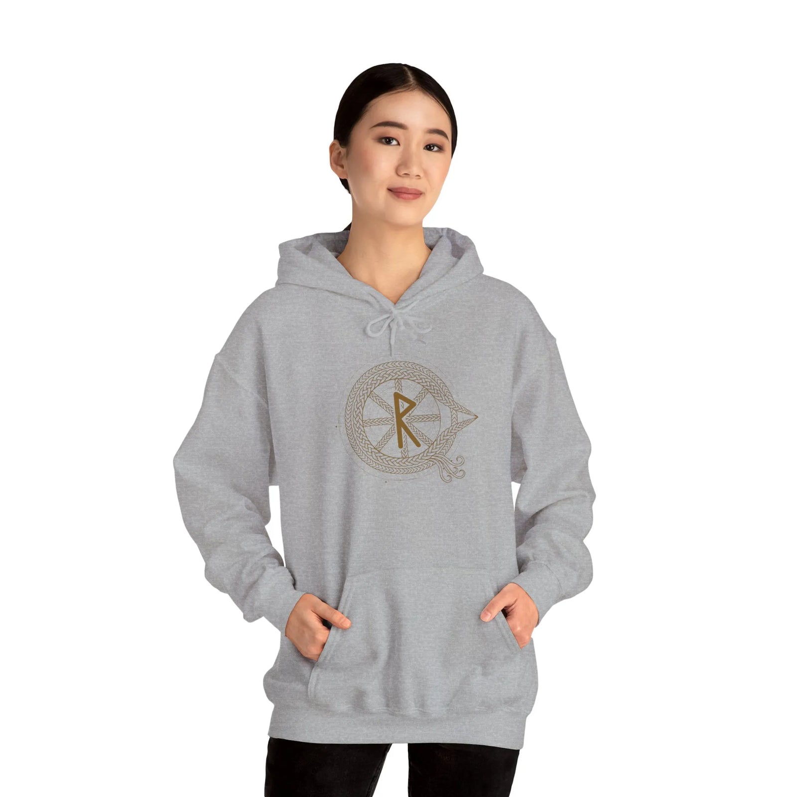Raido Rune Journey Graphic Hoodie - Heavy Blend Fleece Pullover - Unisex White