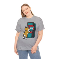 8-Bit Pixel Gaming Dog T-Shirt - Heavyweight Cotton Classic Fit Tee - Unisex White