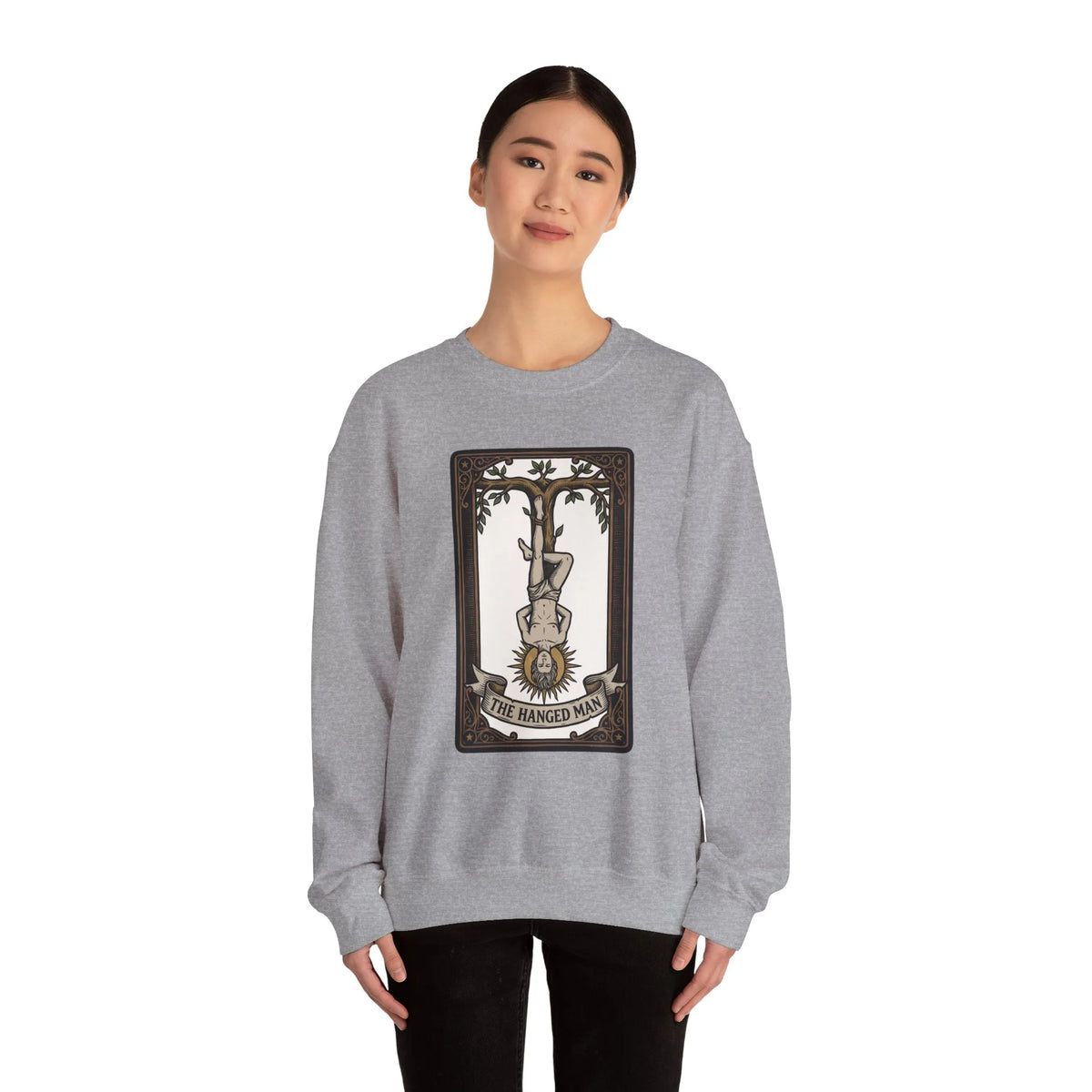 The Hanged Man Tarot Card Sweatshirt - Soft Fleece Classic Fit Crewneck - Unisex Off White