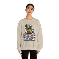 Good Boy 8-Bit Pixel Dogs Sweatshirt - Heavyweight Cotton Blend Crewneck - Unisex White