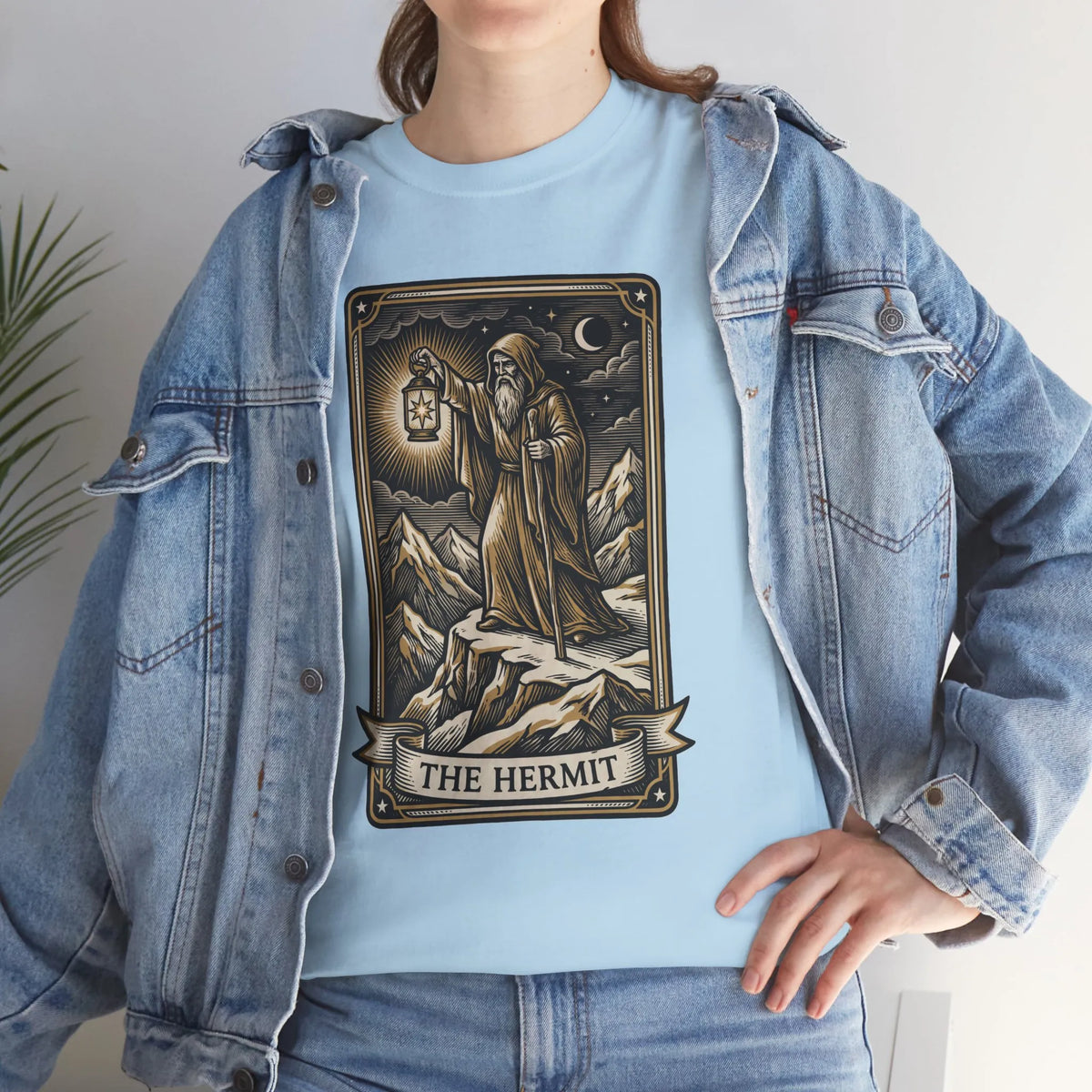 The Hermit Tarot T-Shirt - Medium Weight Cotton Classic Tee - Unisex White