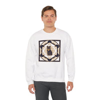 Metatron's Cat Sacred Geometry Sweatshirt - Heavy Blend Fleece Crewneck - Unisex White