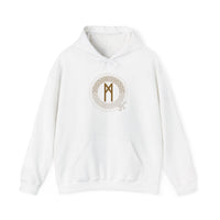 Mannaz Rune Celtic Knot Hoodie - Heavy Blend Fleece Pullover - Unisex White