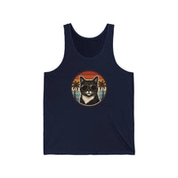 Cool Cats 70s Sunset Aviator Tank Top - Lightweight Airlume Cotton Jersey - Unisex White