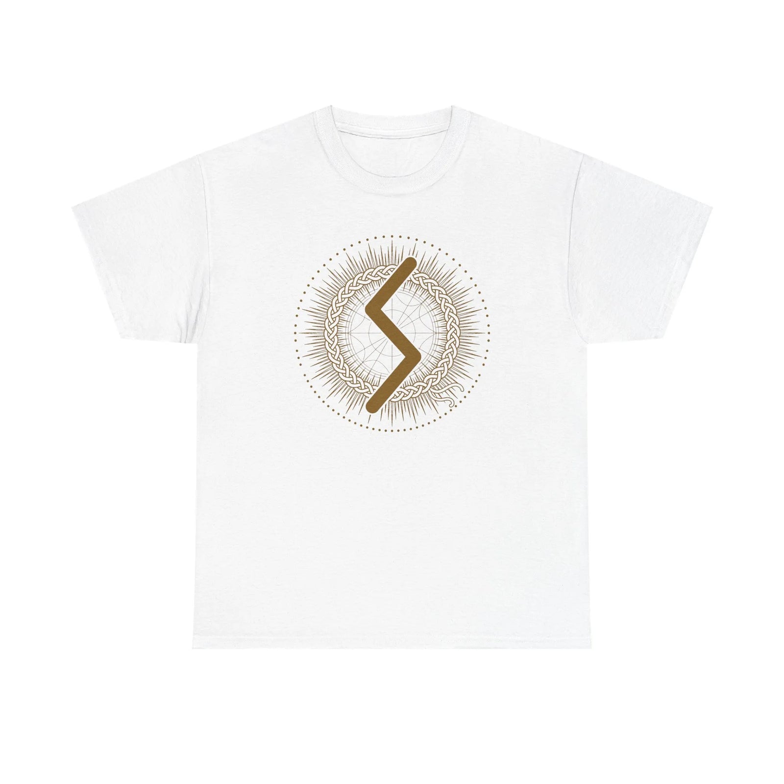 Sowulo Rune Sun Guidance T-Shirt - Heavy Cotton Classic Fit Tee - Unisex White
