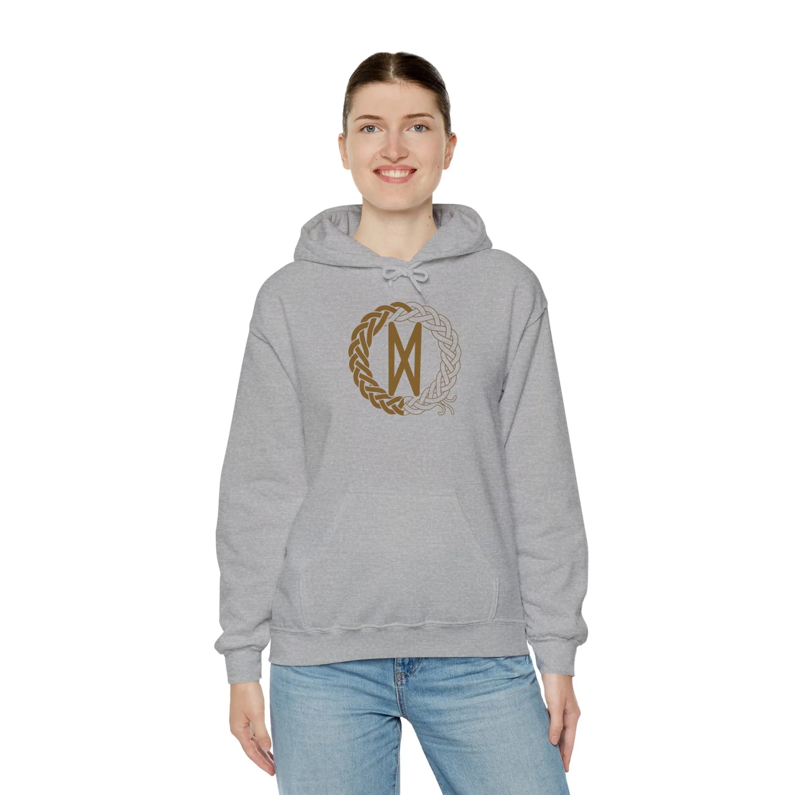 Dagaz Rune Dawn Dusk Threshold Hoodie - Medium Weight Fleece Pullover - Unisex White
