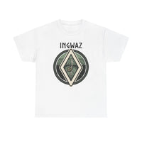 Ingwaz Seed Rune Graphic T-Shirt - Heavy Cotton Classic Fit Tee - Unisex White