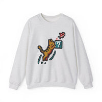 8-Bit Pixel Gaming Cats Sweatshirt - Heavy Blend Fleece Crewneck - Unisex White