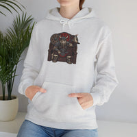 Viking Berserker Cat Graphic Hoodie - Cozy Heavy Blend Fleece Pullover - Unisex Sport Grey