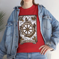 Wheel of Fortune Tarot Graphic T-Shirt - Heavyweight Cotton Classic Fit - Unisex White