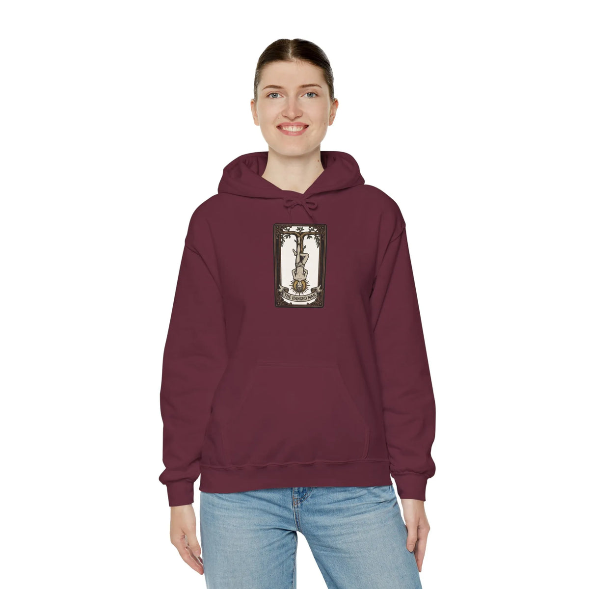 The Hanged Man Tarot Card Hoodie - Heavy Blend Fleece Pullover - Unisex White