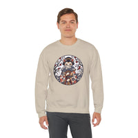 Ukiyo-e Samurai Cats Fan Dancer Sweatshirt - Heavy Blend Fleece Crewneck - Unisex White