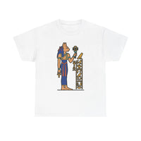 Bastet Sphynx Egyptian Pharaoh Cat T-Shirt - Heavy Cotton Classic Fit Tee - Unisex White