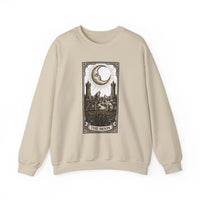Moon Tarot Card Wolves Graphic Sweatshirt - Heavy Blend Fleece Crewneck - Unisex White