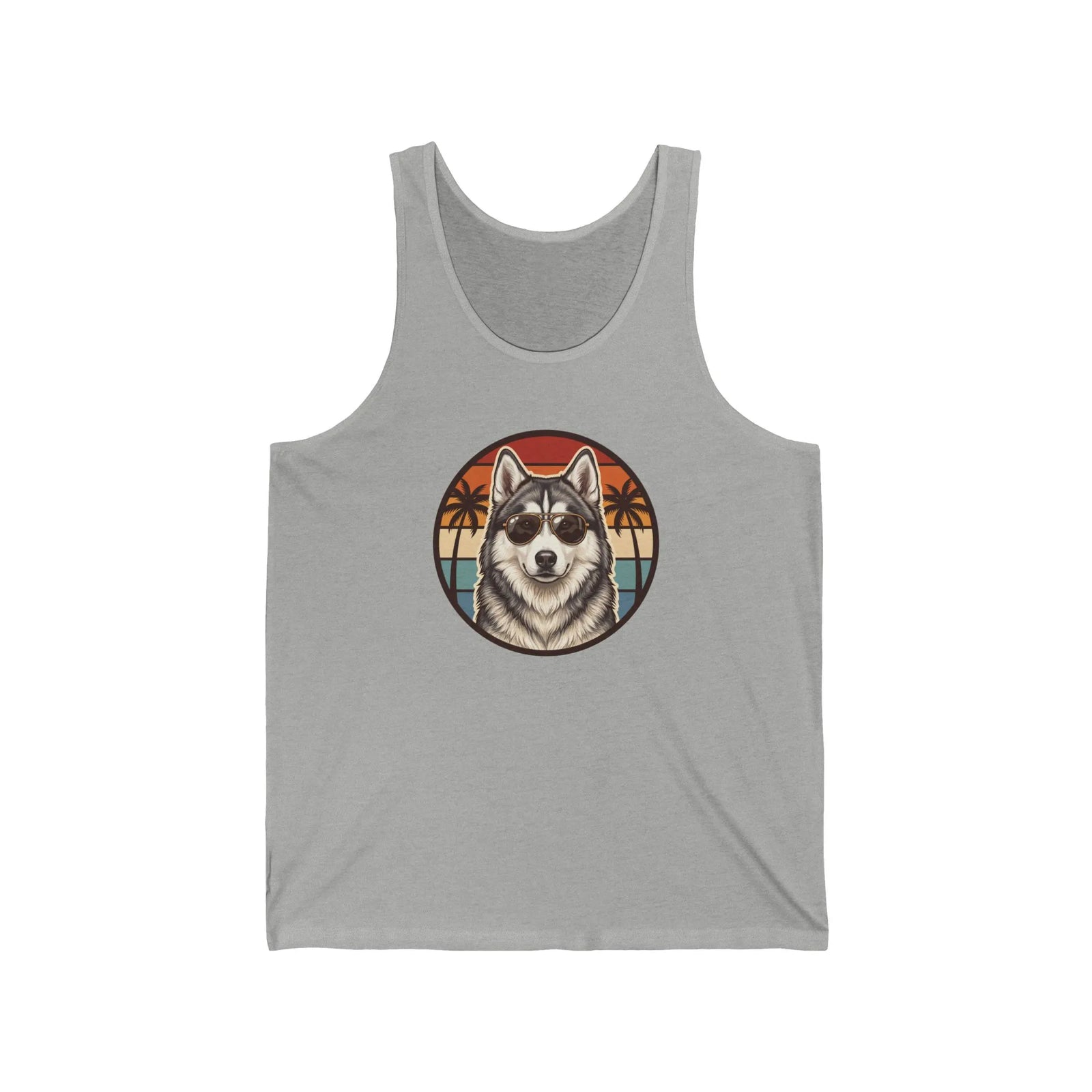 Siberian Husky Aviator Sunset Tank Top - Lightweight Retail Fit Jersey - Unisex White