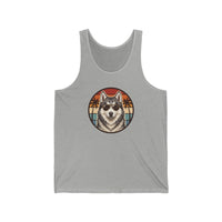 Siberian Husky Aviator Sunset Tank Top - Lightweight Retail Fit Jersey - Unisex White