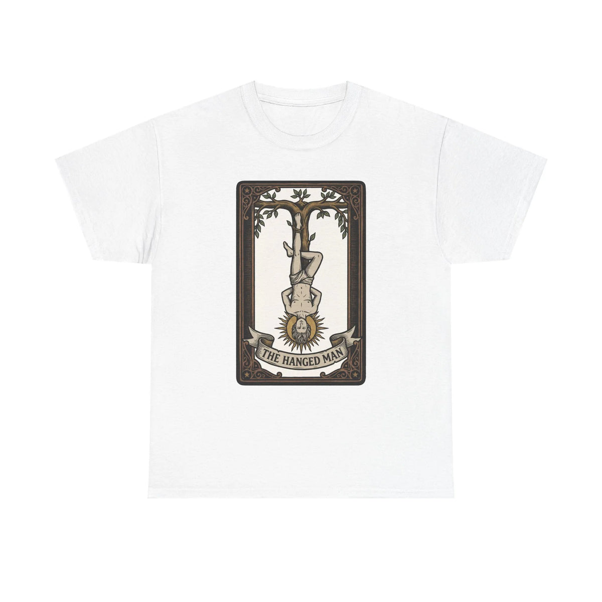 The Hanged Man Tarot Card T-Shirt - Heavy Cotton Classic Fit Tee - Unisex White