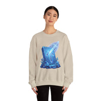 Tiwaz Rune Sword Graphic Sweatshirt - Heavy Blend Crewneck Fit - Unisex White