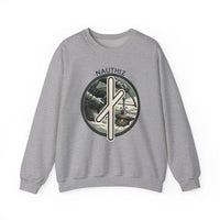 Nauthiz Rune Need-Fire Sweatshirt - Heavy Blend Fleece Crewneck - Unisex White