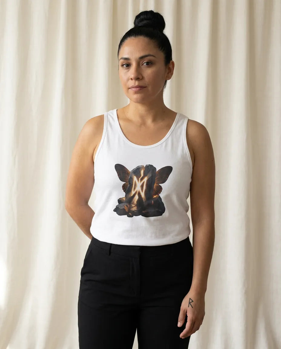 Dagaz Rune Transformation Tank Top - Lightweight Combed Cotton Retail Fit - Unisex White