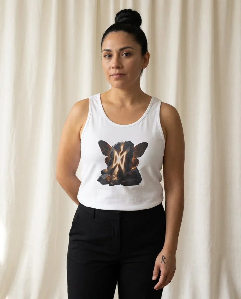 Dagaz Rune Transformation Tank Top - Lightweight Combed Cotton Retail Fit - Unisex White