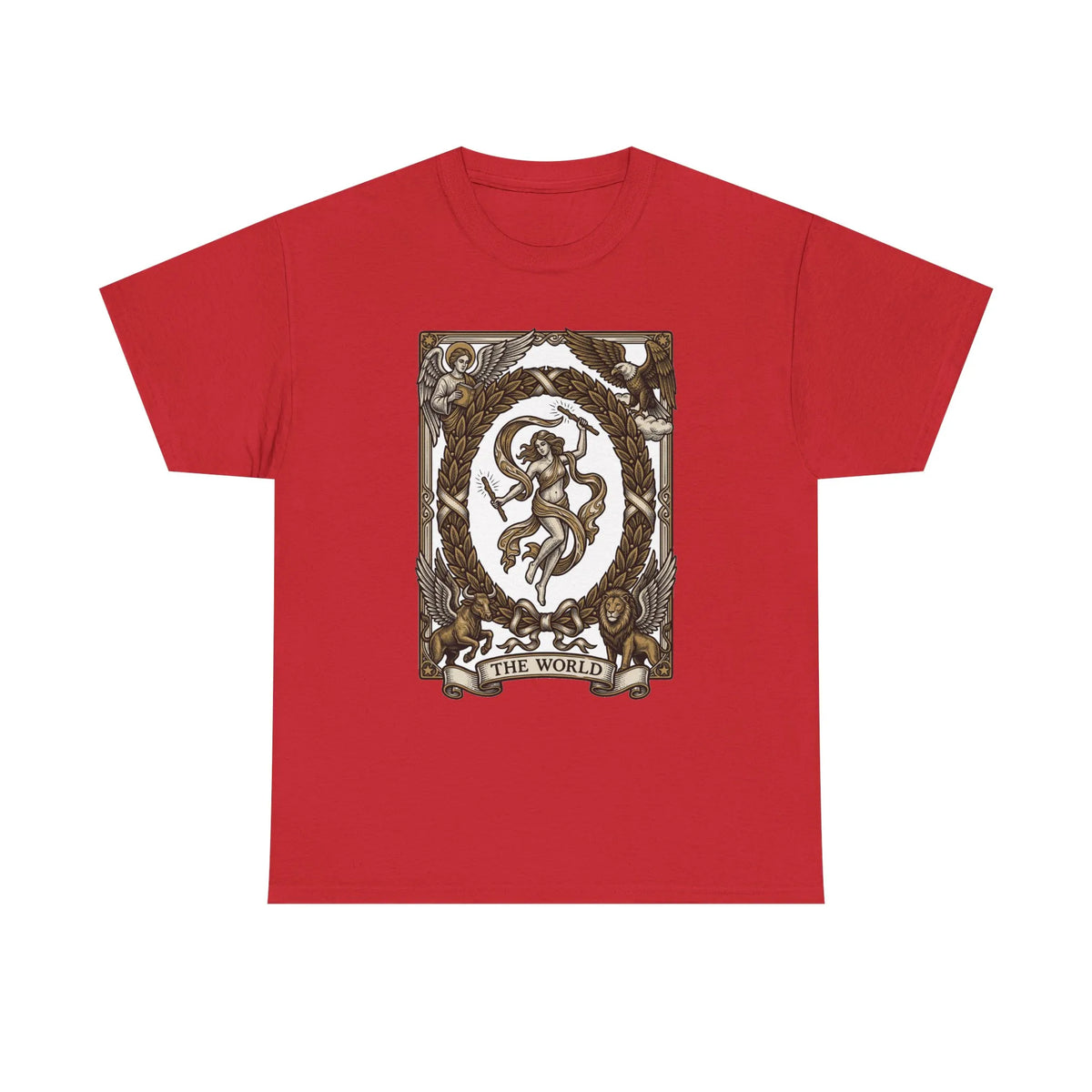 The World Tarot Card Graphic T-Shirt - Heavy Cotton Classic Fit Tee - Unisex White