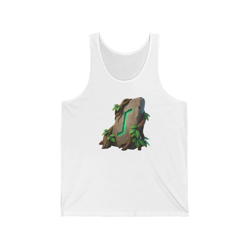 Eihwaz Yggdrasil Rune Tank Top - Soft Ring-Spun Cotton Jersey - Unisex White