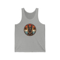 German Shepherd 70s Sunset Aviator Tank Top - Lightweight Cotton Jersey Retail Fit - Unisex Athletic Heather