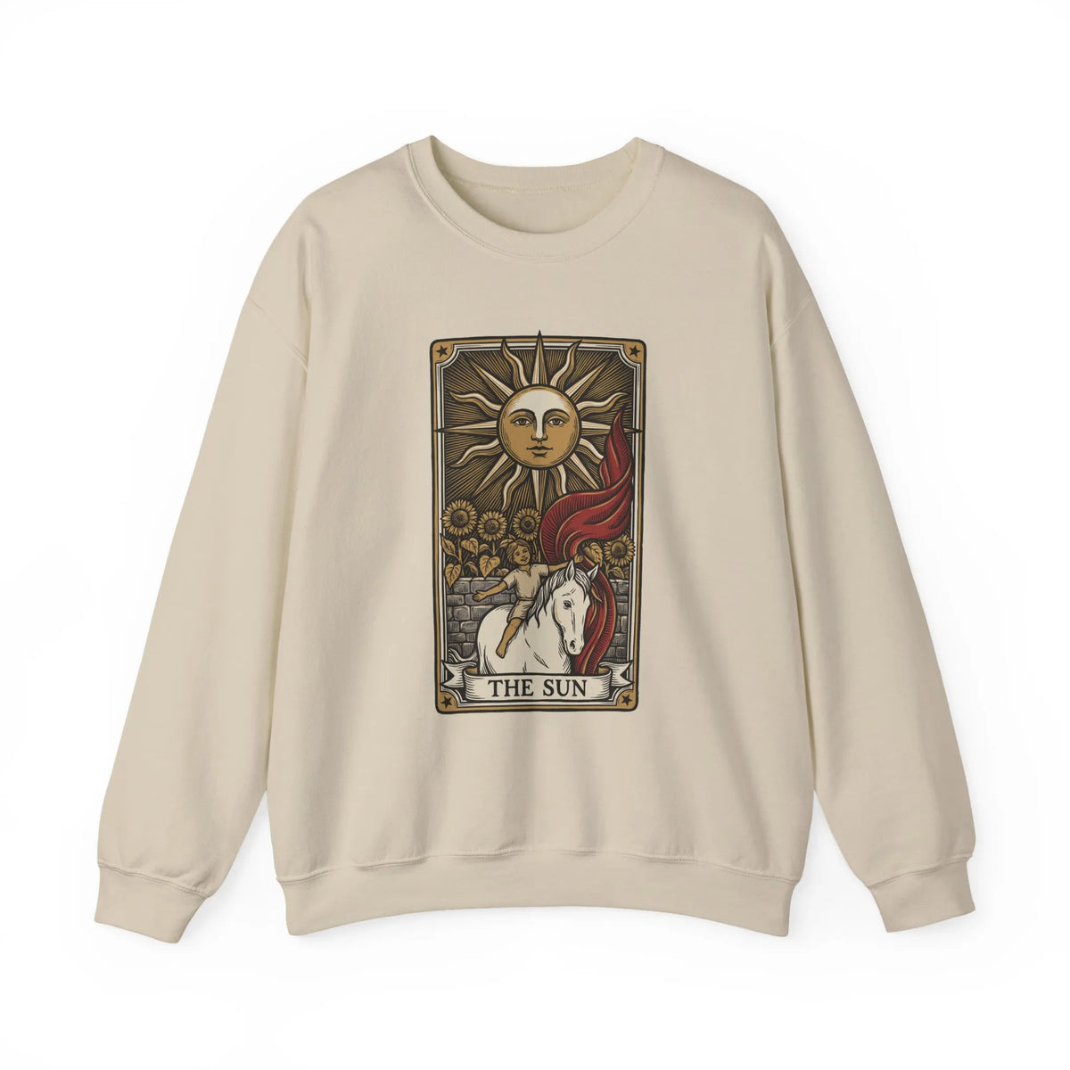 The Sun Tarot Card Sweatshirt - Heavy Blend Fleece Crewneck - Unisex White