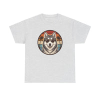Siberian Husky Aviator Sunset T-Shirt - Heavyweight Classic Fit Cotton Tee - Unisex White