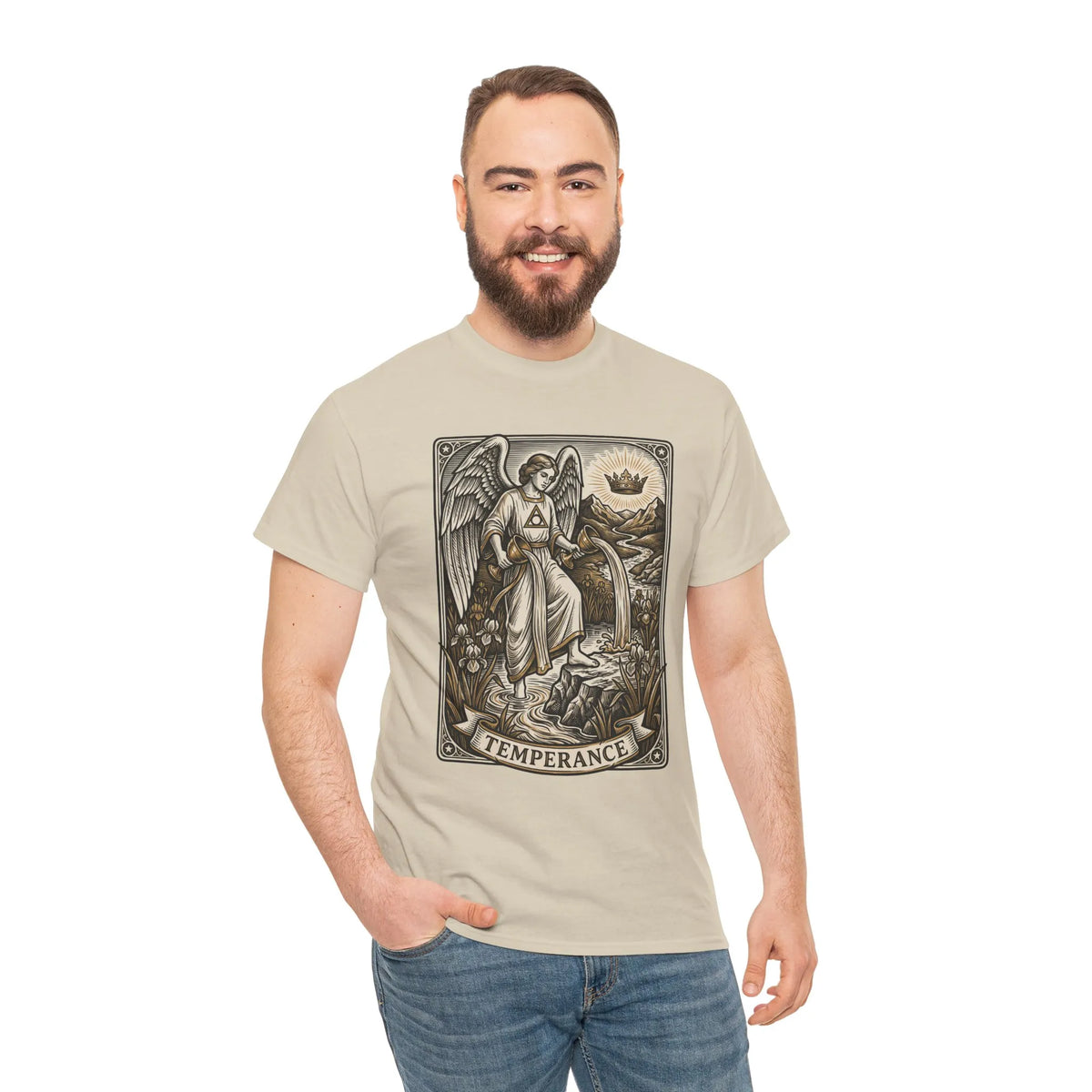 Temperance Angel Tarot Card T-Shirt - Heavy Cotton Classic Fit Tee - Unisex White