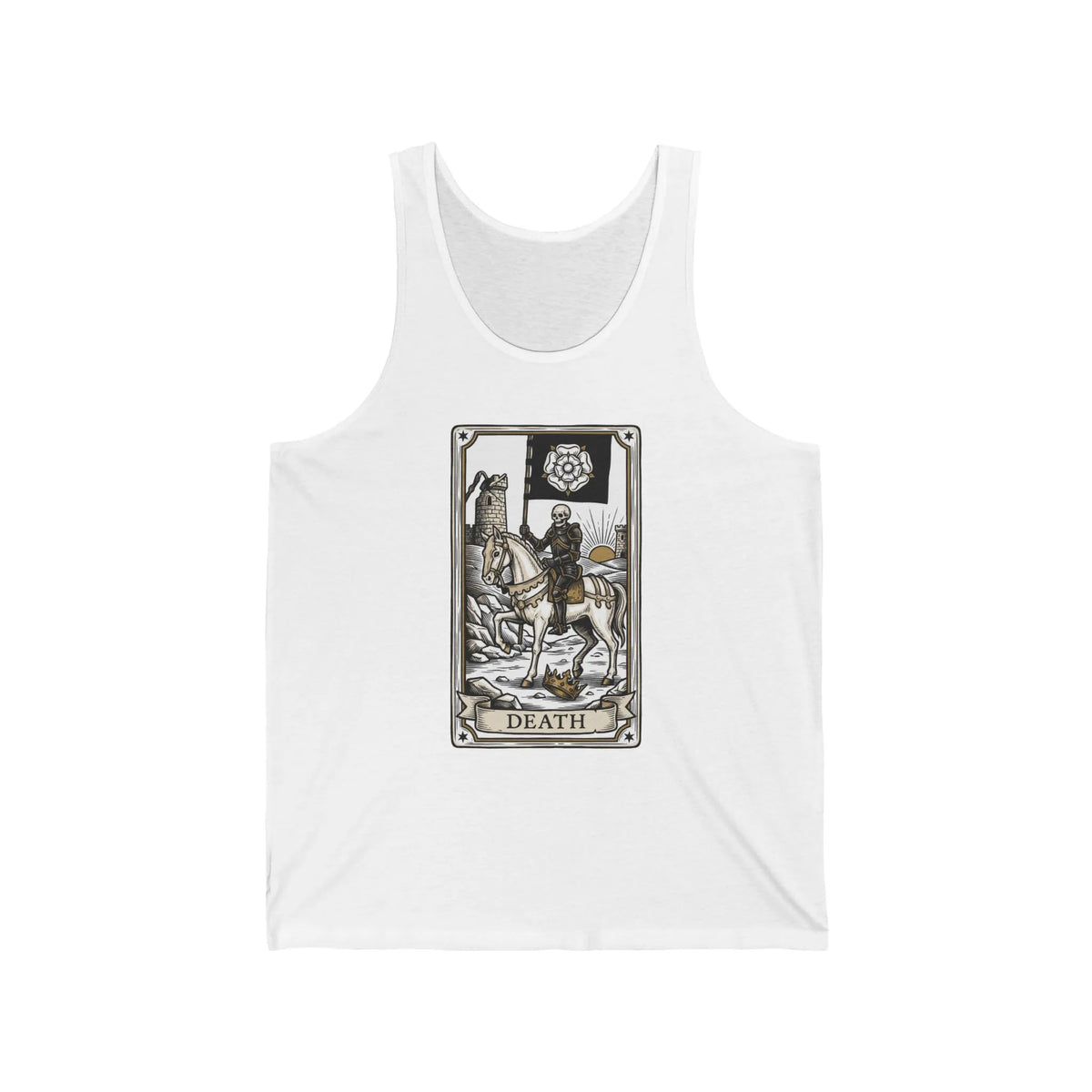 Death Tarot Card Graphic Tank Top - Lightweight Combed Cotton Jersey - Unisex Athletic Heather