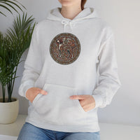 Norse Knotwork Hound Hoodie - Heavyweight Cotton Blend Pullover - Unisex White