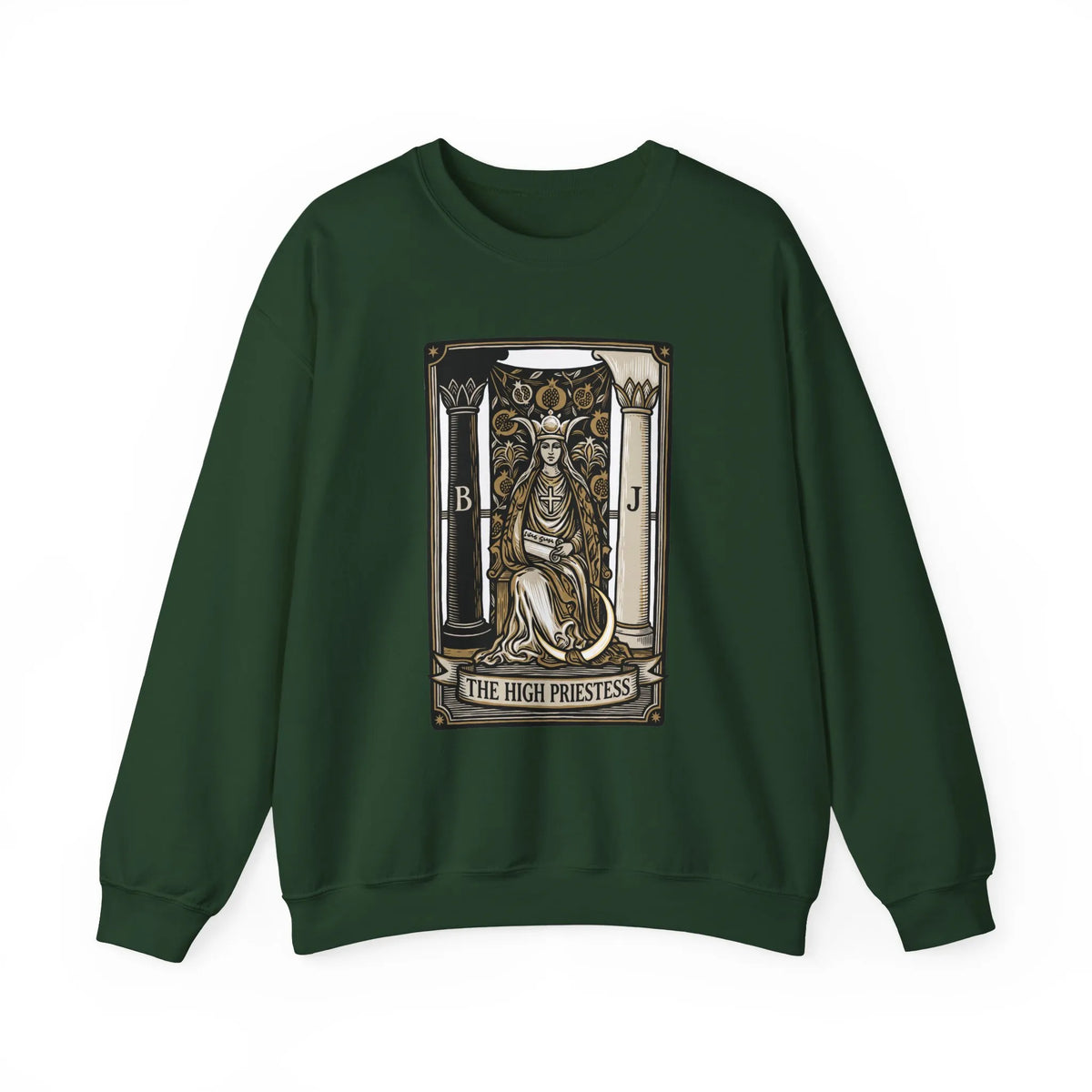 The High Priestess Tarot Card Sweatshirt - Heavy Blend Fleece Crewneck - Unisex White
