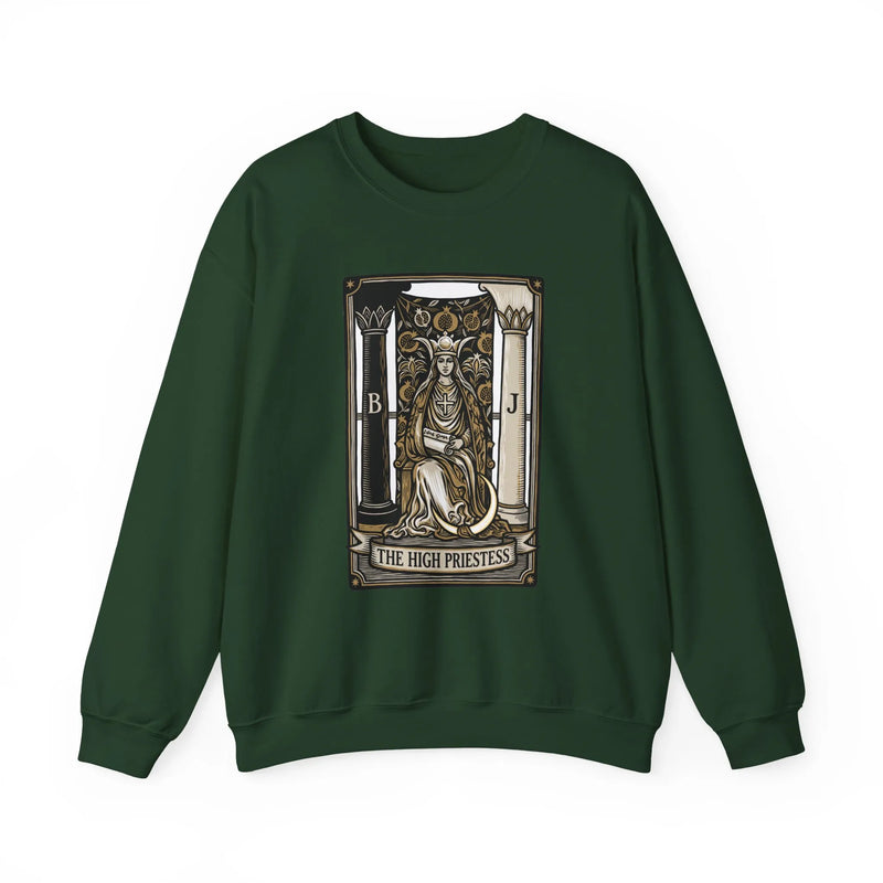 The High Priestess Tarot Card Sweatshirt - Heavy Blend Fleece Crewneck - Unisex White